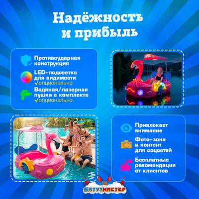 Семейная электрическая лодка-катамаран «Розовый лебедь», 1+1