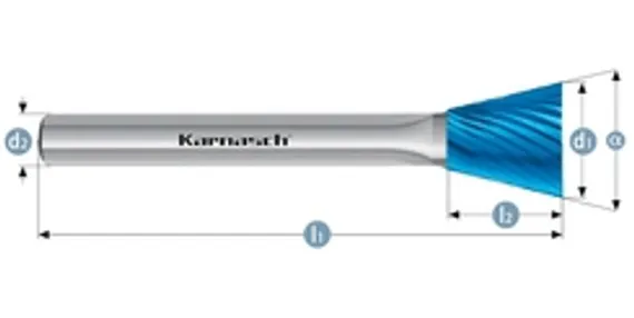 Борфреза твердосплавная Karnasch форма D, 6х4,7х6х50 мм, насечка HP-6, без покрытия, арт. 11.3034-055