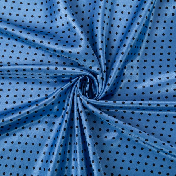 Ткань блузочная Poly satin 75 г/м², 200х145 см, 16 голубой/ черный, Gamma PSS-002