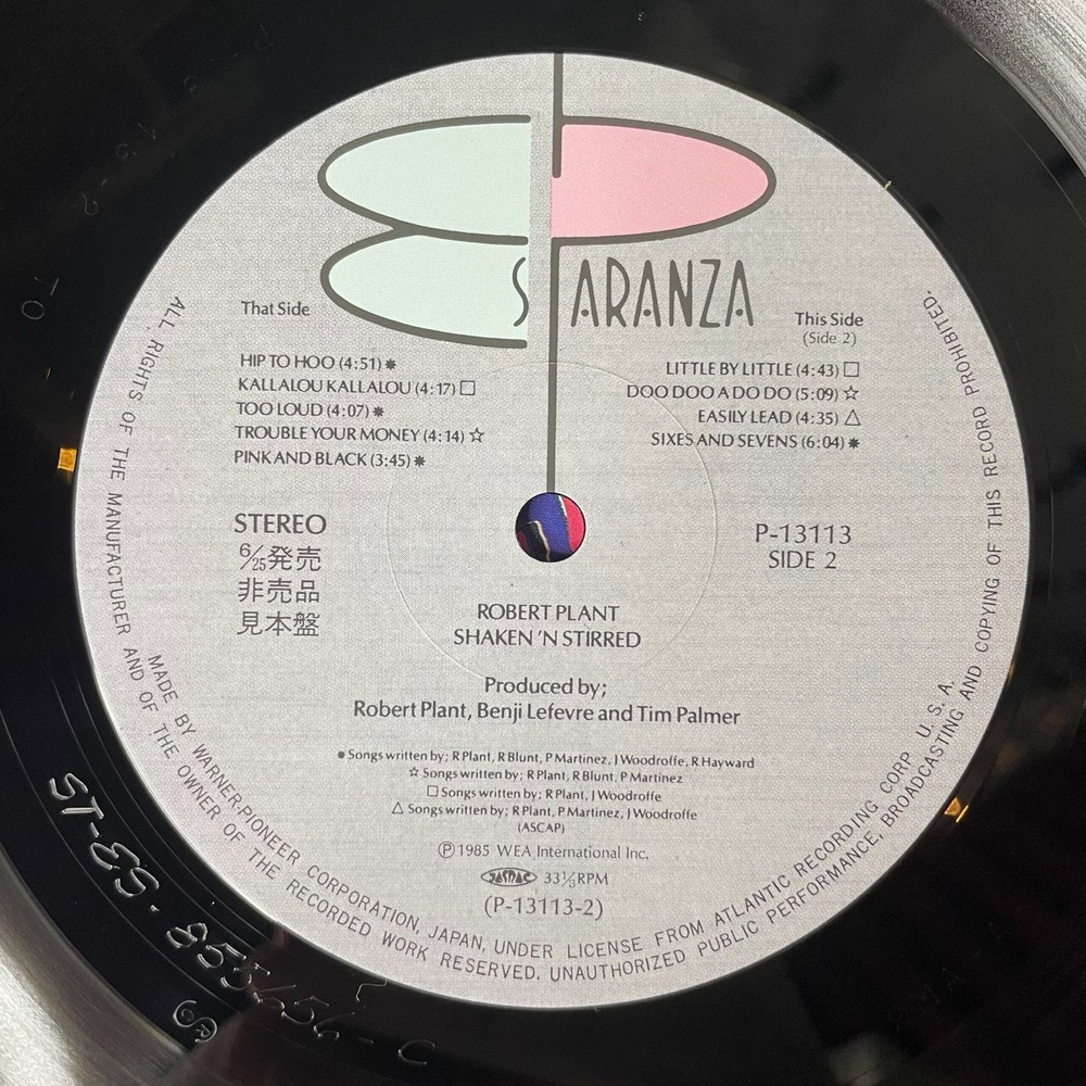 Винтажная виниловая пластинка LP Robert Plant Shaken N Stirred (Japan 1985) (No Obi) (Promo)