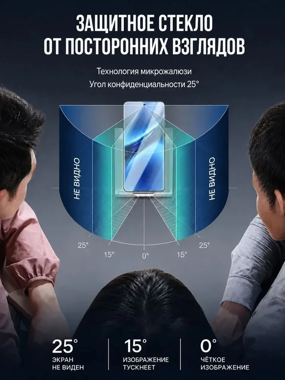 Защитное безрамочное стекло антишпион для VIVO X300 SmartDevil