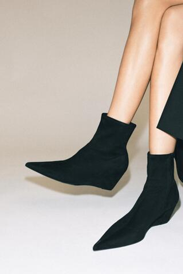 ZARA БОТИЛЬОНЫ НА ТАНКЕТКЕ, ЧЕРНЫЙ
