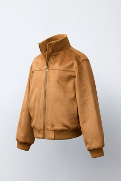 ZARA БОМБЕР ИЗ ИСКУССТВЕННОЙ ЗАМШИ, РЫЖЕВАТО-КОРИЧНЕВЫЙ