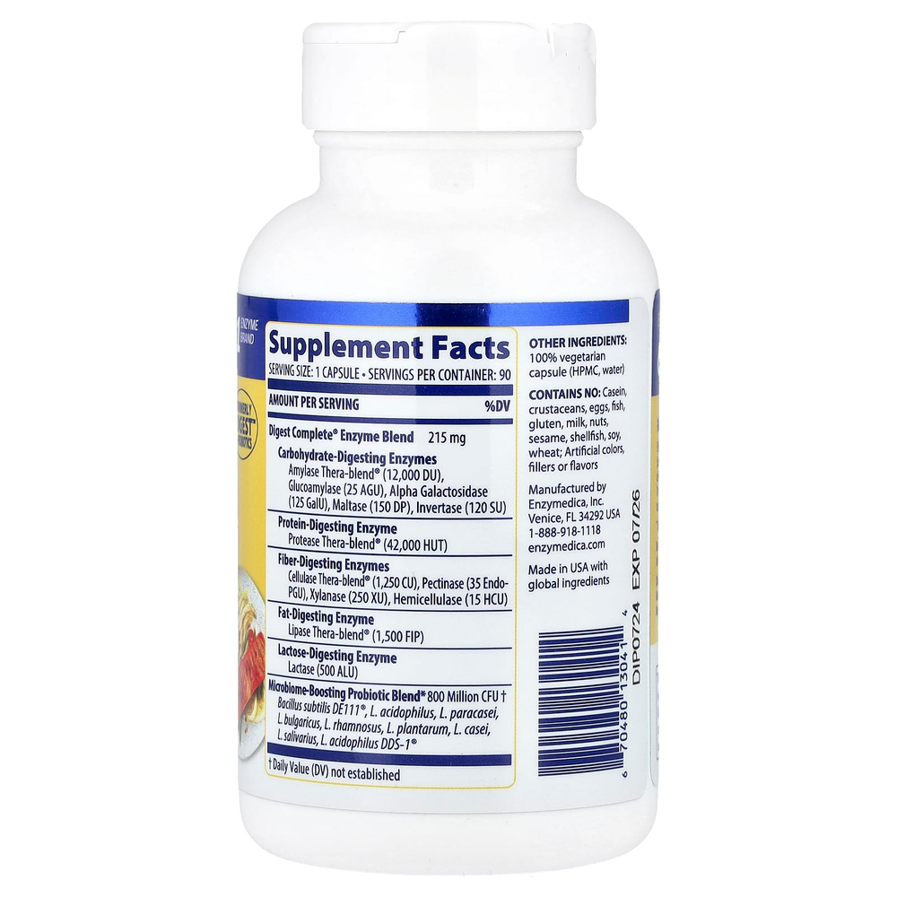 Enzymedica, Digest Complete® + пробиотики, 90 капсул
