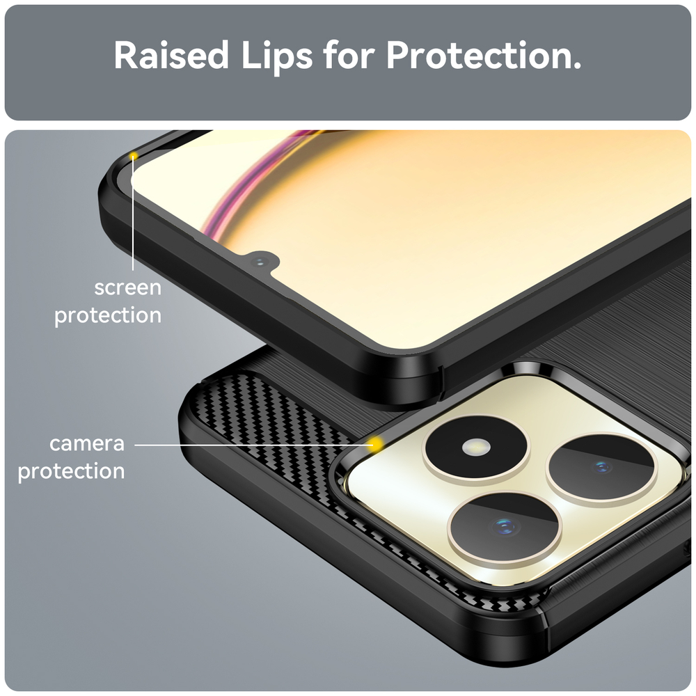 Мягкий чехол с дизайном в стиле карбон для Realme C53, серия Carbon от Caseport