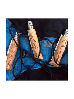 Нож Opinel №8 Alpine adventures, нержавеющая сталь, рукоять дуб, гравировка горный велосипед, 002187