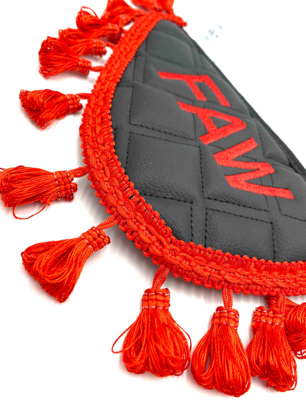 Вымпел тройной Faw (экокожа, черный с красной вышивкой)