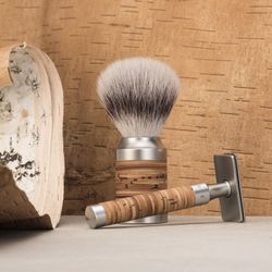 Помазок MUEHLE ROCCA, барсучий ворс высшей категории Silvertip, сталь, береста (091 M 95)