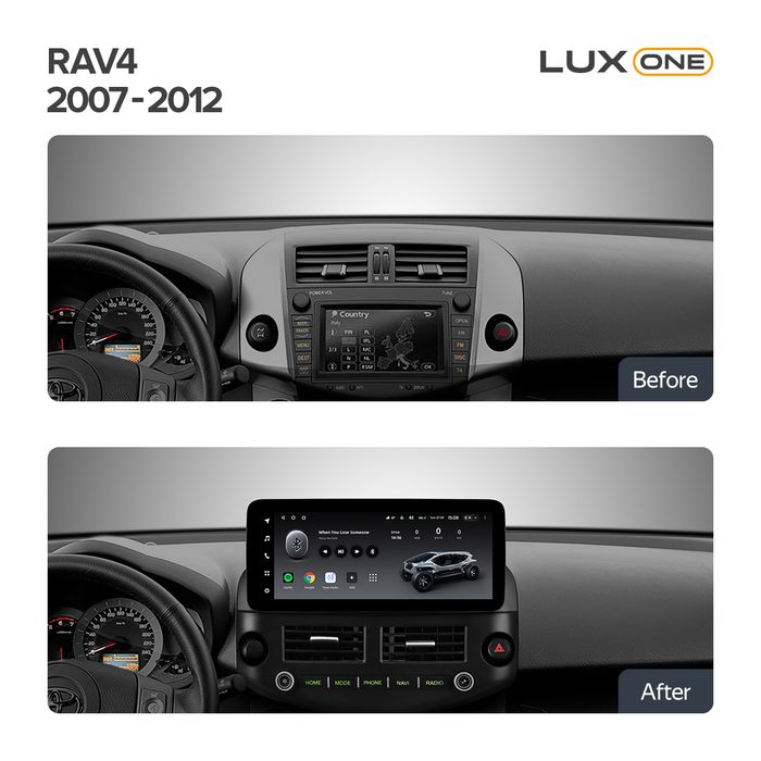 Магнитола для Toyota RAV4 3 2005-2012, Vanguard (рамка LUX 1) - Teyes LUX ONE 360 монитор 12.3", Android 10, Быстрая, CarPlay, 4G SIM-слот, 4 камеры в комплекте