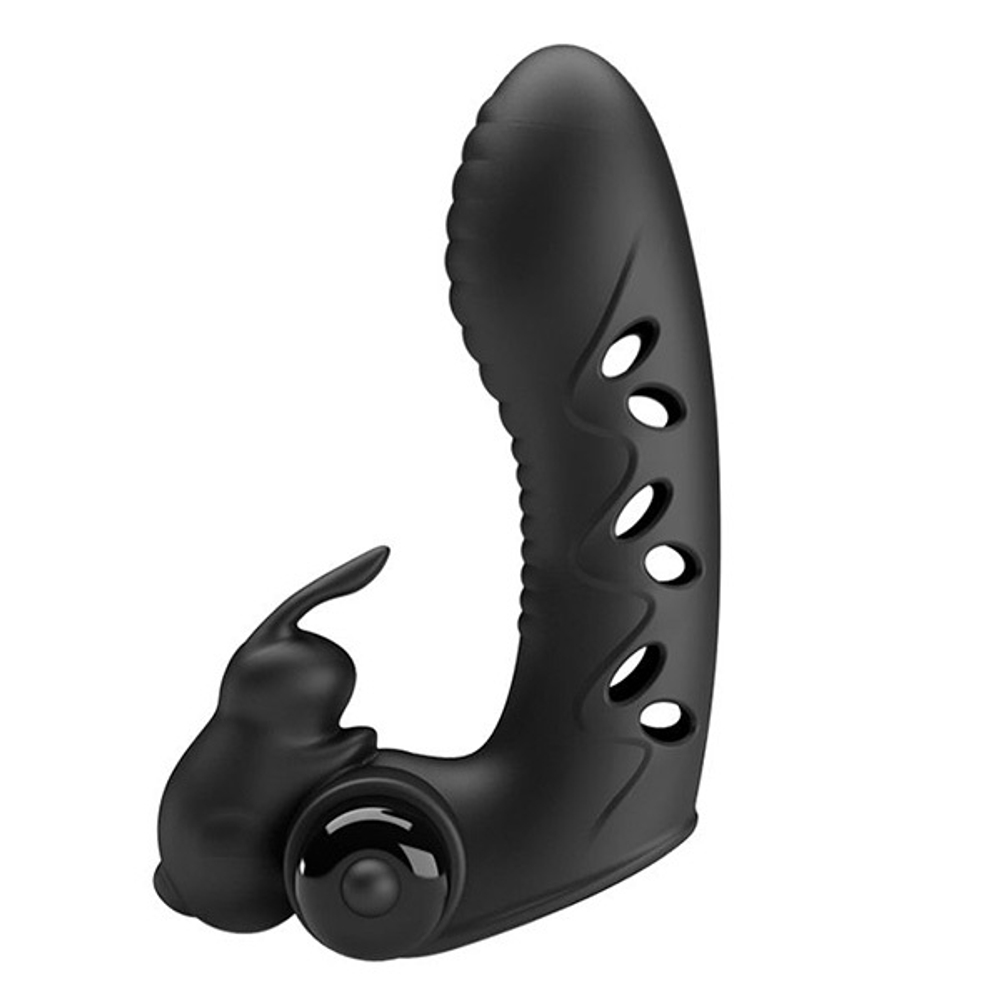 Черная вибронасадка 10,3см на палец Pretty Love Vance BI-014851