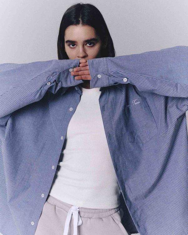 Рубашка Oversized Striped Shirt Dirty-Blue - фото 3