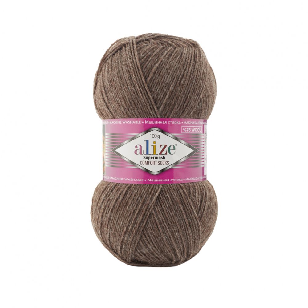 ALIZE "SUPERWASH COMFORT", 75% шерсть, 25% п/а, 100 гр, 420 м, Какао