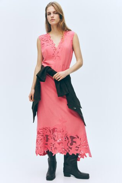 Платье с вышивкой — Розовый - H&M