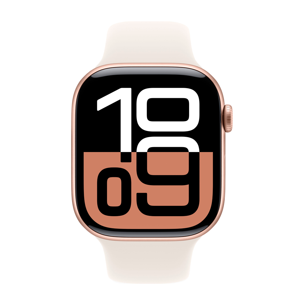 Умные часы Apple Watch Series 10 GPS, 46mm, Rose Gold Aluminium Case with Sport Band M/L, Starlight (Розовый)