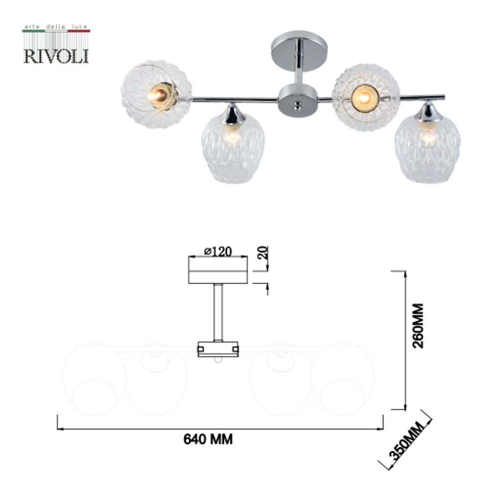 Люстра Rivoli Arlene 3139-304 4 х Е27 60 Вт модерн | Rivoli