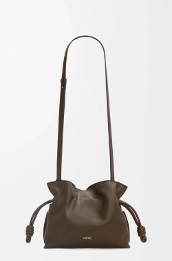 Loewe Мини-клатч Flamenco из телячьей кожи наппа, шоколадный