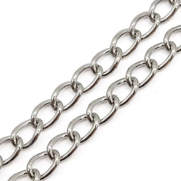 Цепь декоративная сталь 10.7х7.1 мм, 10 метров, никель, Y1611