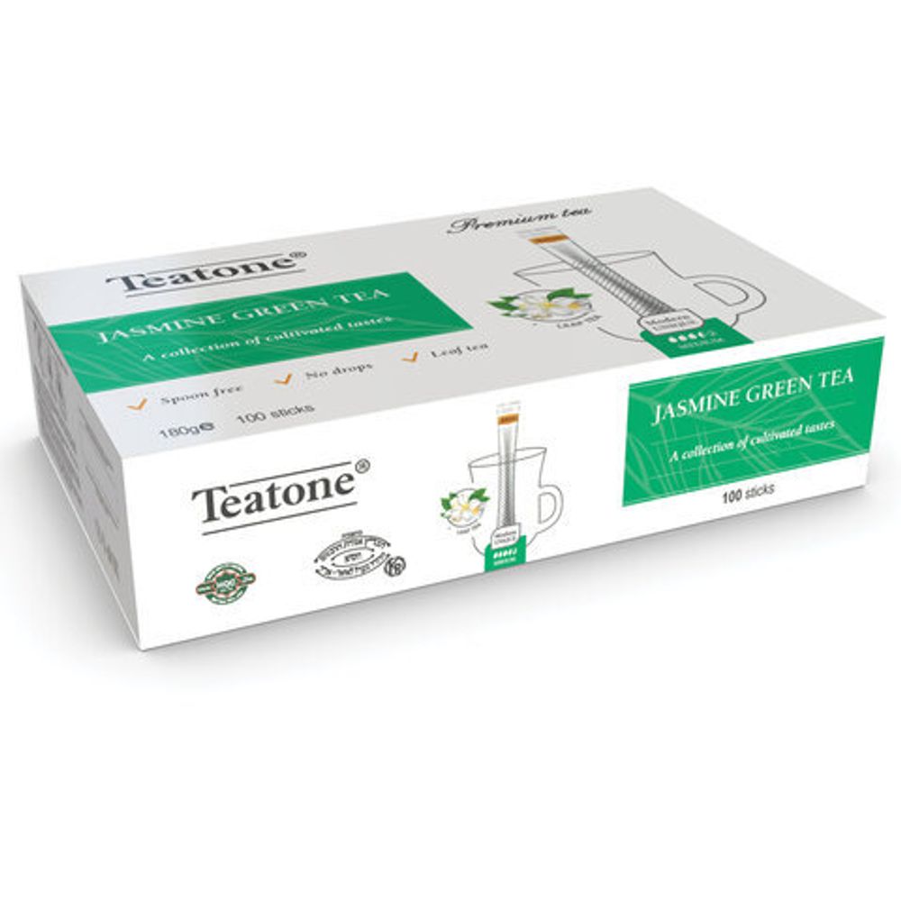 Чай TEATONE зеленый с ароматом жасмина, 100 стиков по 1,8 г, 1242