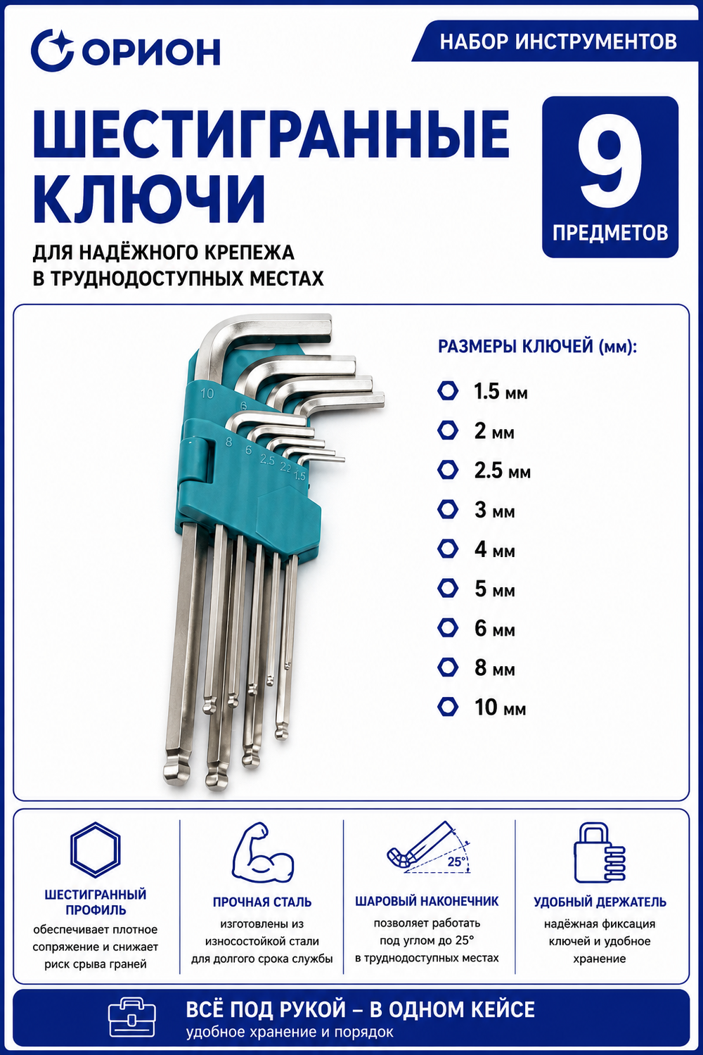 Набор инструментов (121 предмет) трещотки 1/2"- 1/4"- 3/8"