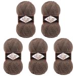Пряжа Alize (Ализе) Lana Gold Fine / уп.5 мот. по 100 г, 390м, 240 коричневый меланж A