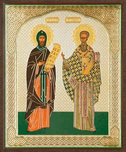 Икона "Кирилл и Мефодий" 10х12 на МДФ-6 (1012-1488Б)