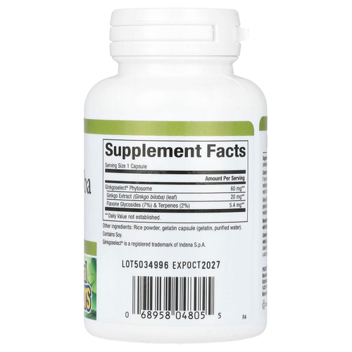Natural Factors, гинкго билоба, фитосома, 60 мг, 60 капсул