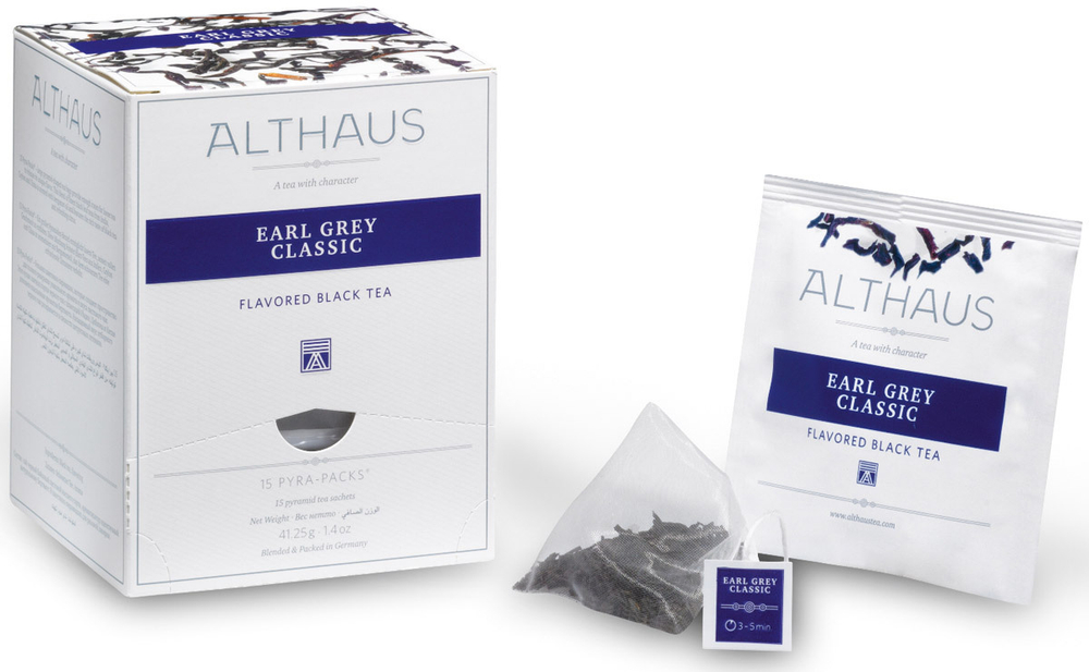 Чай черный Althaus Royal Earl Grey ароматизированный в пирамидках, 15 шт