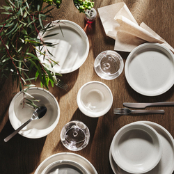 IKEA DAGGASTER  (ИКЕА ДАГГАСТЕР)  -  Тарелка глубокая - в горошек/светло-бежевая 19 см