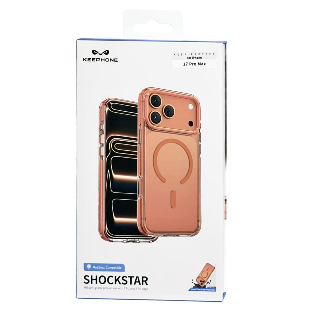 Накладка для i-Phone 17 Pro Max Keephone Shockstar MagSnap оранжево-прозрачный