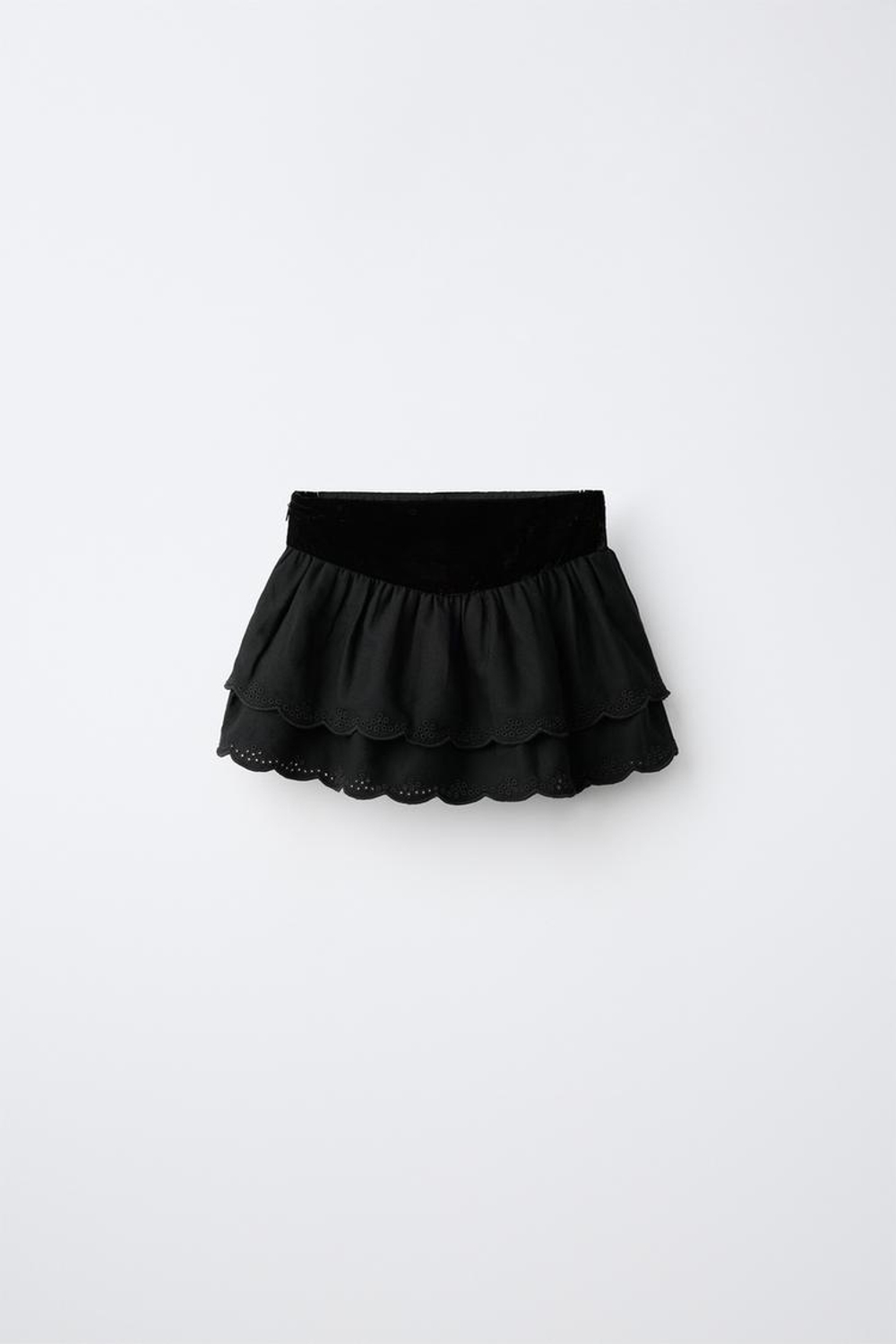 ZARA БАРХАТНАЯ ЮБКА С ЗАКЛЕПКАМИ, ЧЕРНЫЙ
