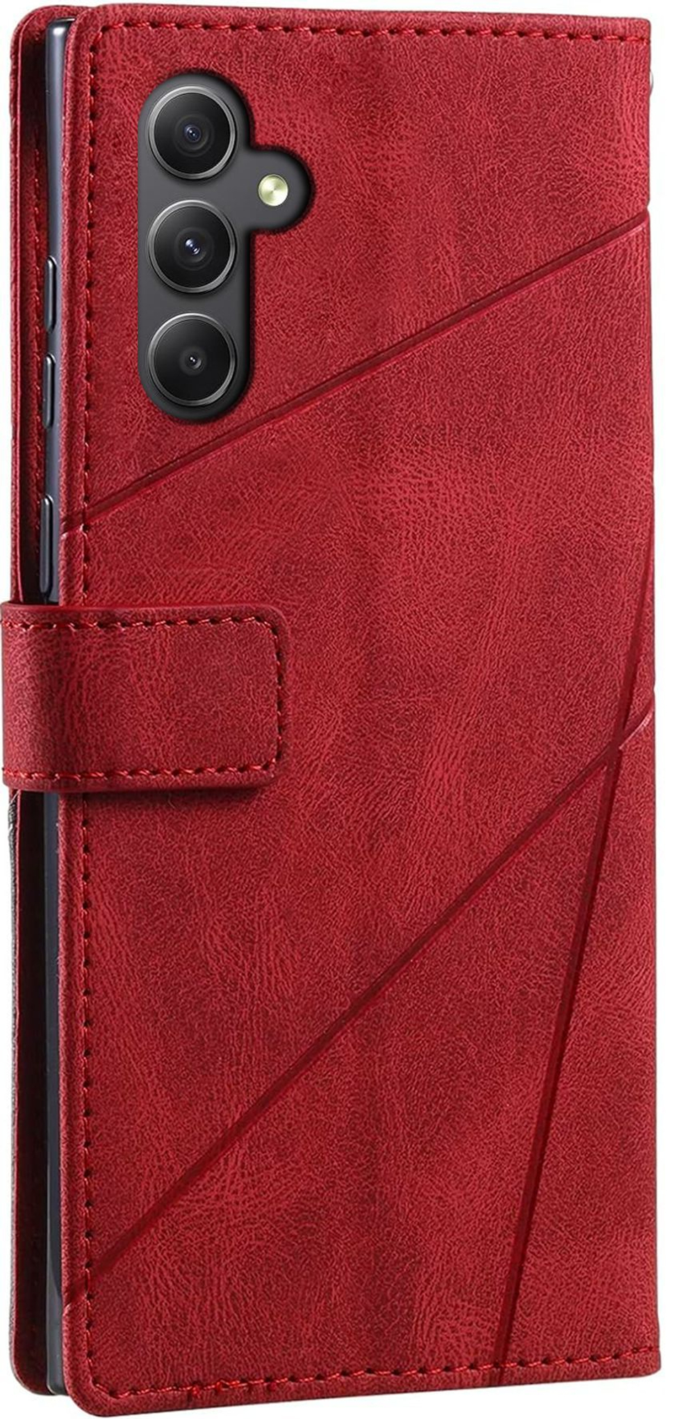 Дизайнерский чехол-книжка из кожи для SAMSUNG GALAXY A34 с отделом для наличных, 3 слотами для карт и подставкой