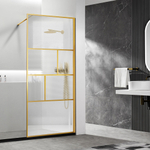 Душевая перегородка Волк-Ин (Walk-In) VSW-1HC900CFBG, 900*2000, брашированное золото, стекло прозрачное/рифленое,