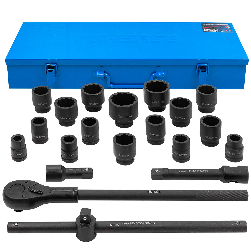 Набор инструментов ударных 21пр, 3/4''(12гр.) Forsage F-6212-9MPB