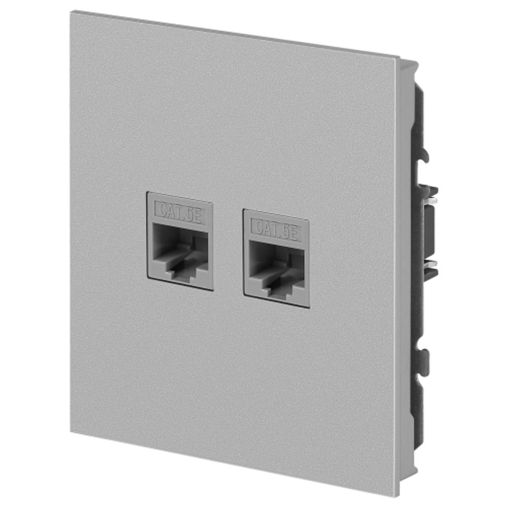 Розетка ЭРА Arktik 16-3108-03 информационная двойная 2XRJ45 алюминий | Эра Arktik