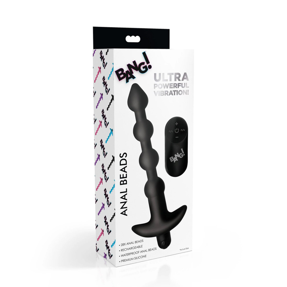 Черные анальные бусы с вибрацией и пультом ДУ 28X Remote Control Vibrating Silicone Anal Beads - 19 см. (Цвет: черный)