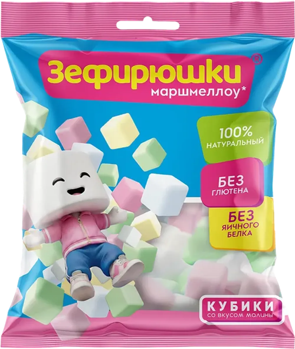 Зефир воздушный для десертов Цветные кубики Зефирюшки, 80 г