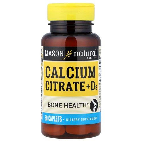 Mason Natural, цитрат кальция и D3, 60 капсул