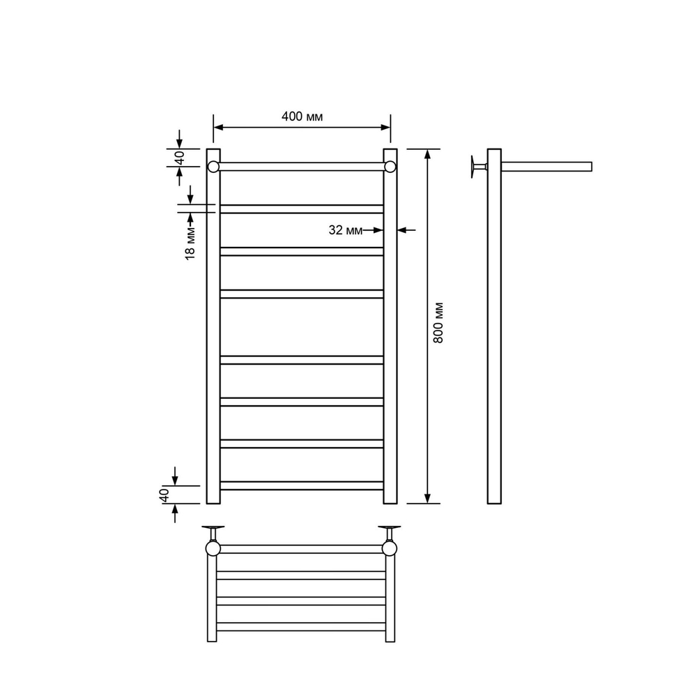 Полотенцесушитель водяной Comfysan Люси (Luce) W-8 80/40 с полкой, хром