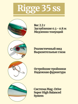 Воблер Минноу Rigge 35SS 35 мм 2.2 г цвет #10