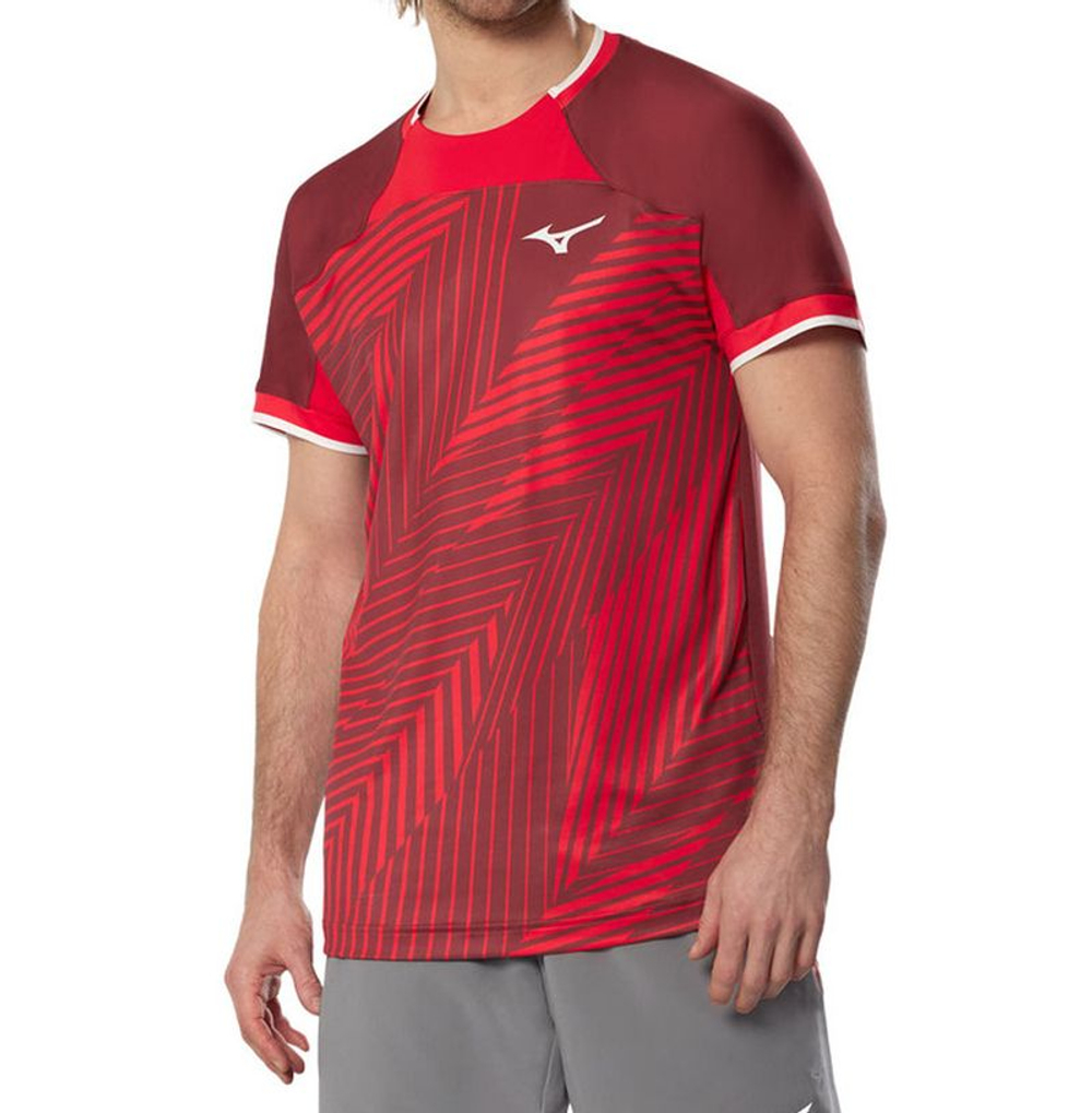 Мужская теннисная футболка Mizuno Stargazer Shadow Graphic Short-Sleeve — sun dried tomato