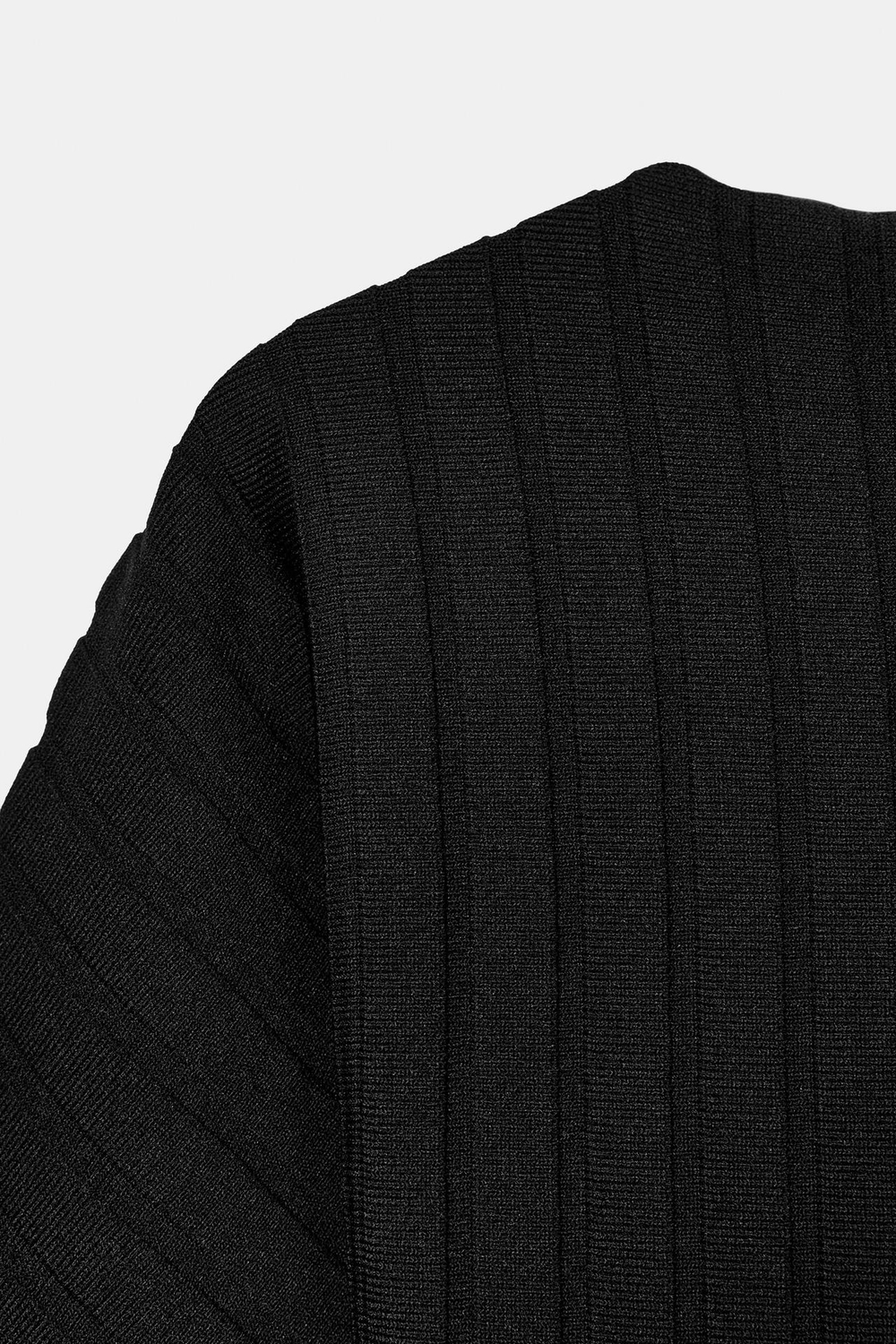 ZARA ТОП ИЗ ТРИКОТАЖА В РУБЧИК, ЧЕРНЫЙ