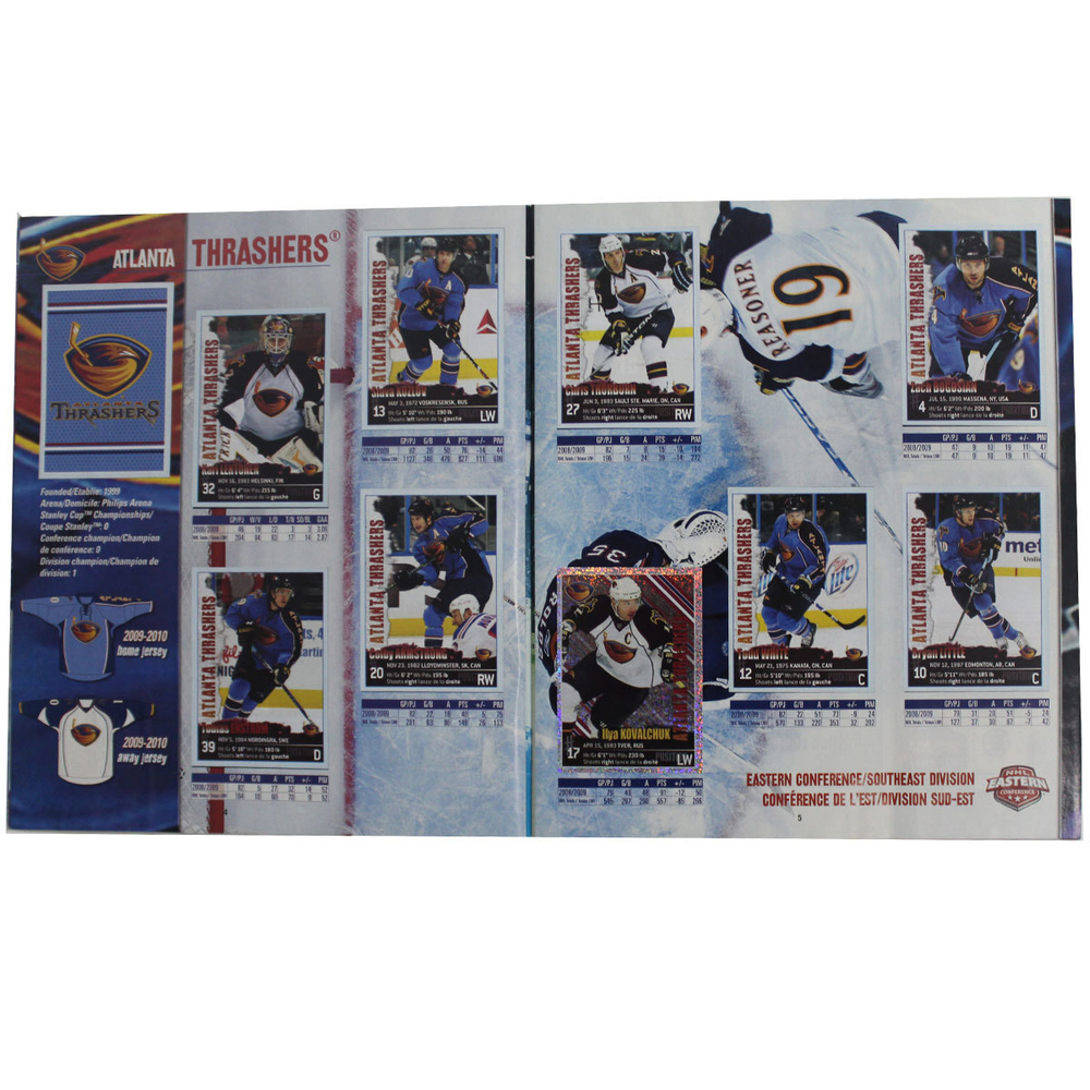 Почти заполненный альбом наклеек. Panini NHL Hockey 2009-2010. Хоккей. Не хватает 19 шт. из 364