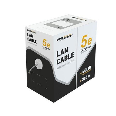 Кабель витая пара U/UTP 4х2х24AWG кат.5E solid CCA PVC сер. (м) PROCONNECT 01-0043-3