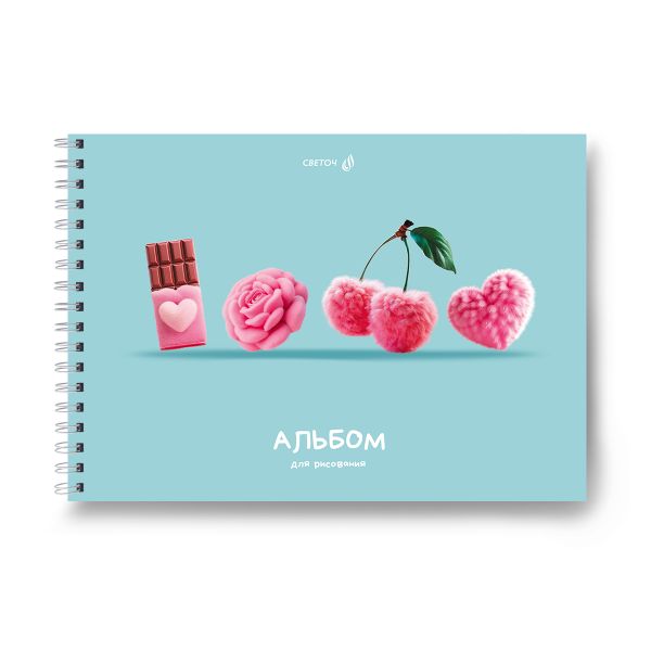 Альбом для рисования выбор.лак. 100 г/м², A4 29.5х21 см, 5 шт на гребне 40 л, 01619 Люблю розовое, Светоч А232