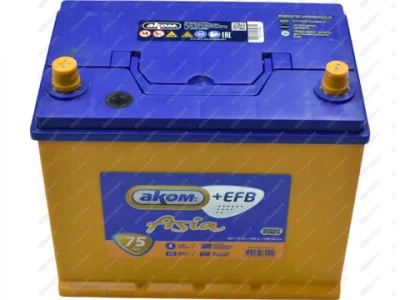 Аккумулятор JUST POWER ASIA EFB 75 А/ч обратный R+ 260x173x225 D26 EN 750 А