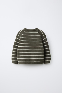 ZARA ДЖЕМПЕР В ЖЕМЧУЖНУЮ ВЯЗКУ С НАШИВКОЙ, ХАКИ