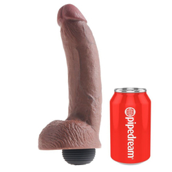 Фаллоимитатор King Cock Squirting реалистик, с функцией эякуляции, коричневый, 23 см