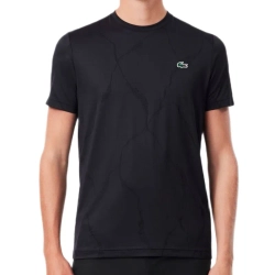 Мужская теннисная футболка Lacoste Ultra Dry Crocodile Jacquard Tennis - black
