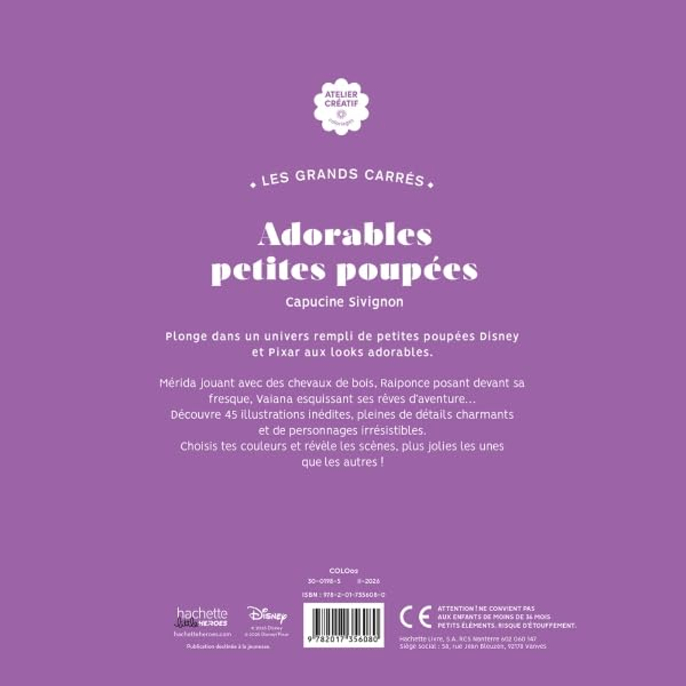 Hachette раскраска по номерам Grand carré Adorables Petites Poupées