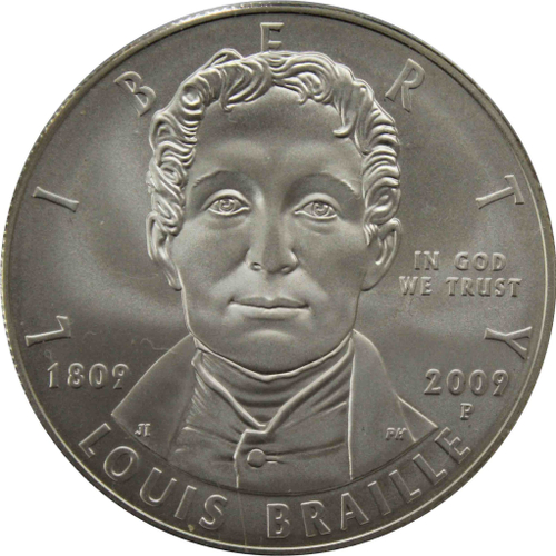 1 доллар 2009 P "200 лет Луи Брайлю"